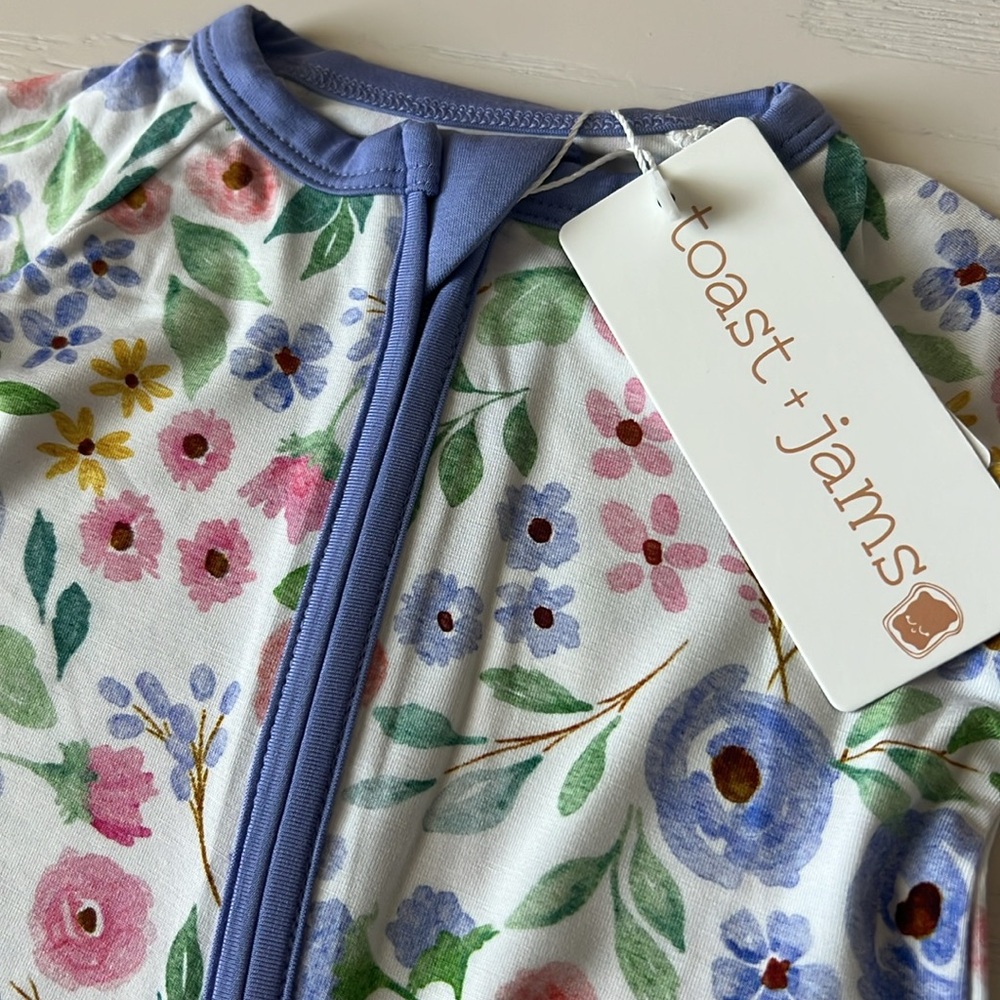 Toast + Jams spring Garden Floral Convertible Romper Coverall 12-18 months - Picture 4 of 8